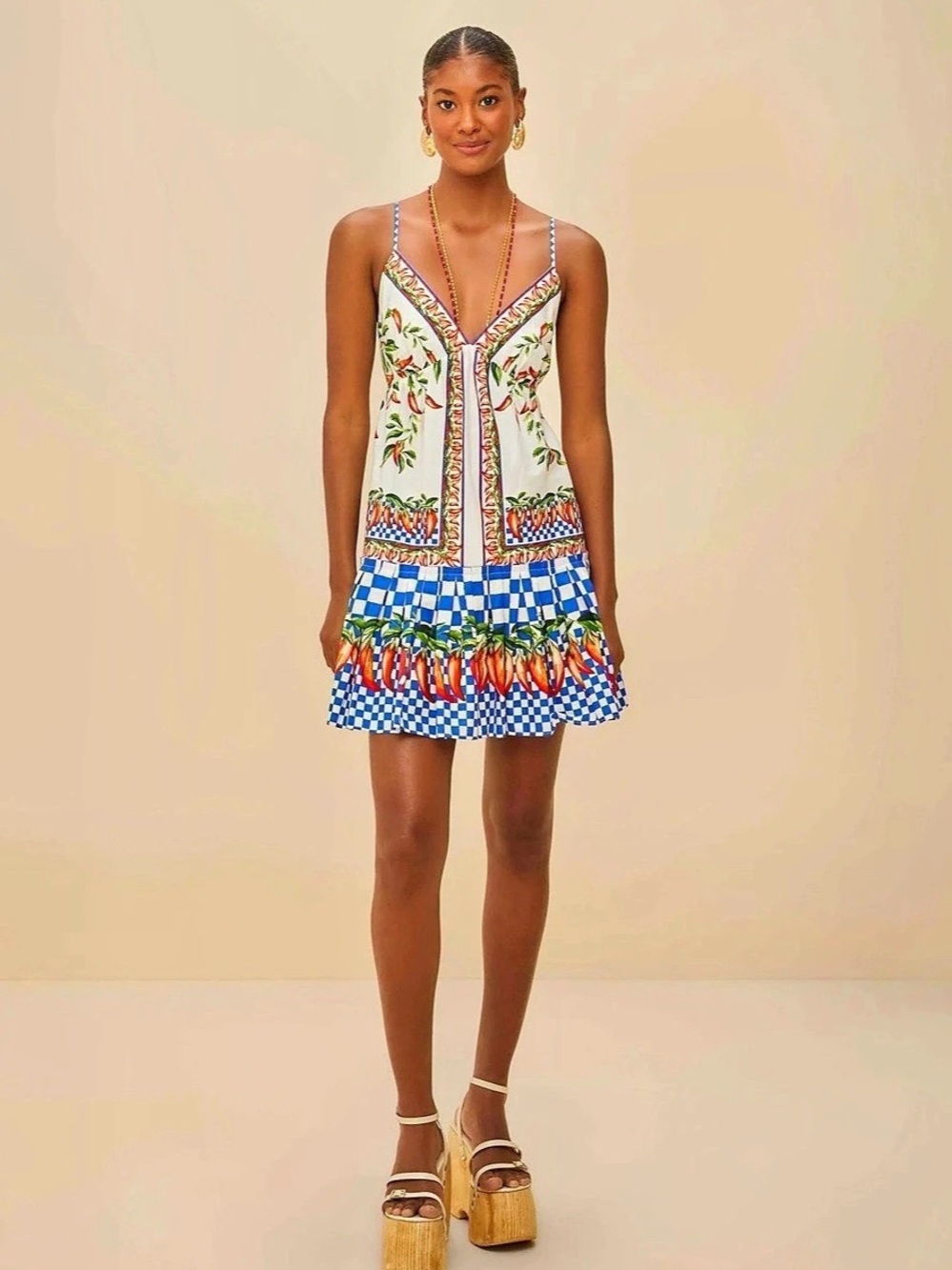 Farm Rio Picnic Peppers Ainika Mini Dress Medium Never Worn